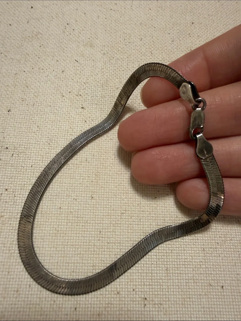 Sterling Silver 925 Herringbone Chain Necklace 8inch